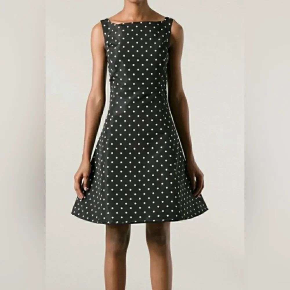 Ralph Lauren black label mulberry silk polka dot dress A-line size 8